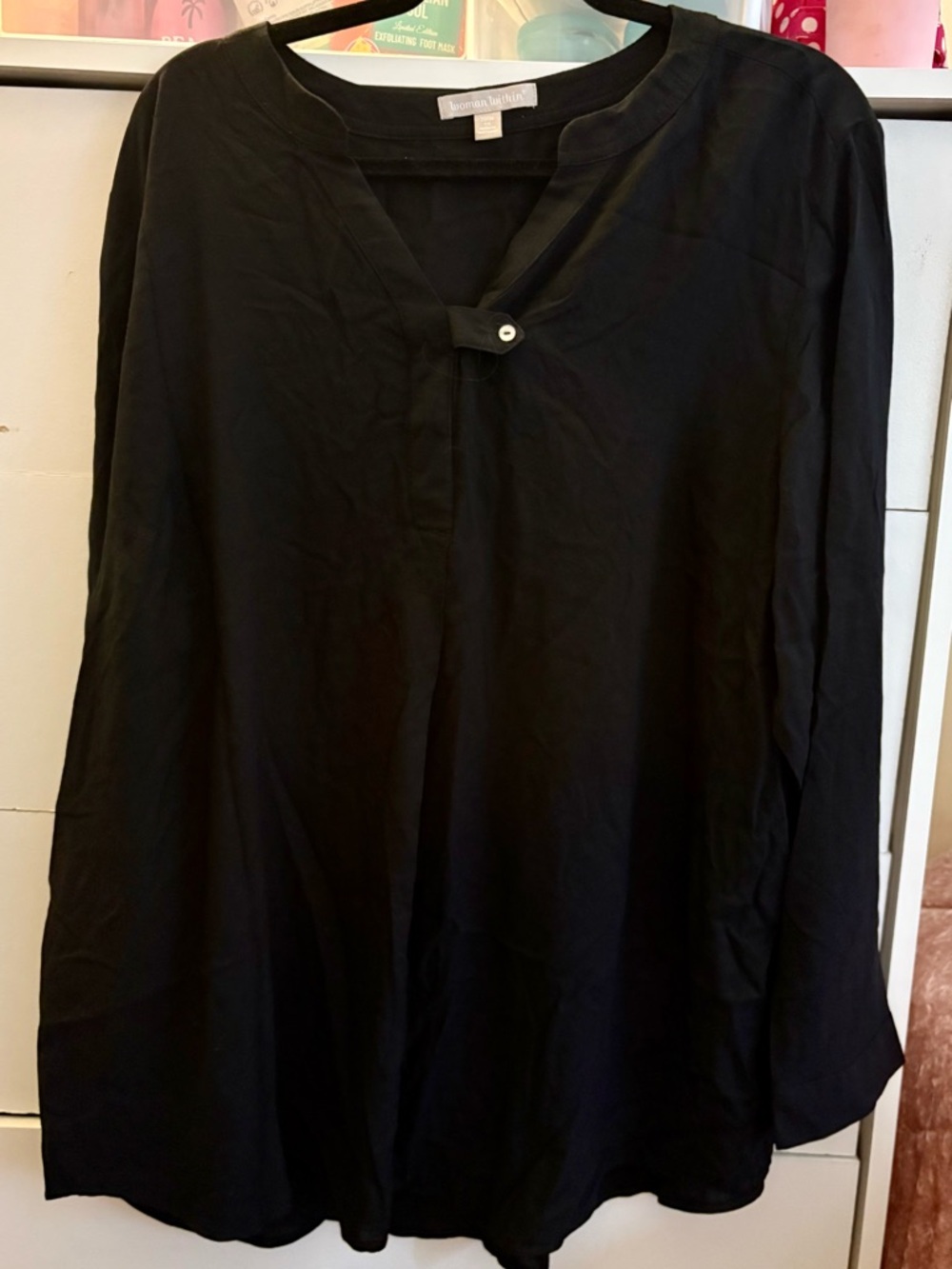 Woman Within women’s plus size black button front blouse size 22/24